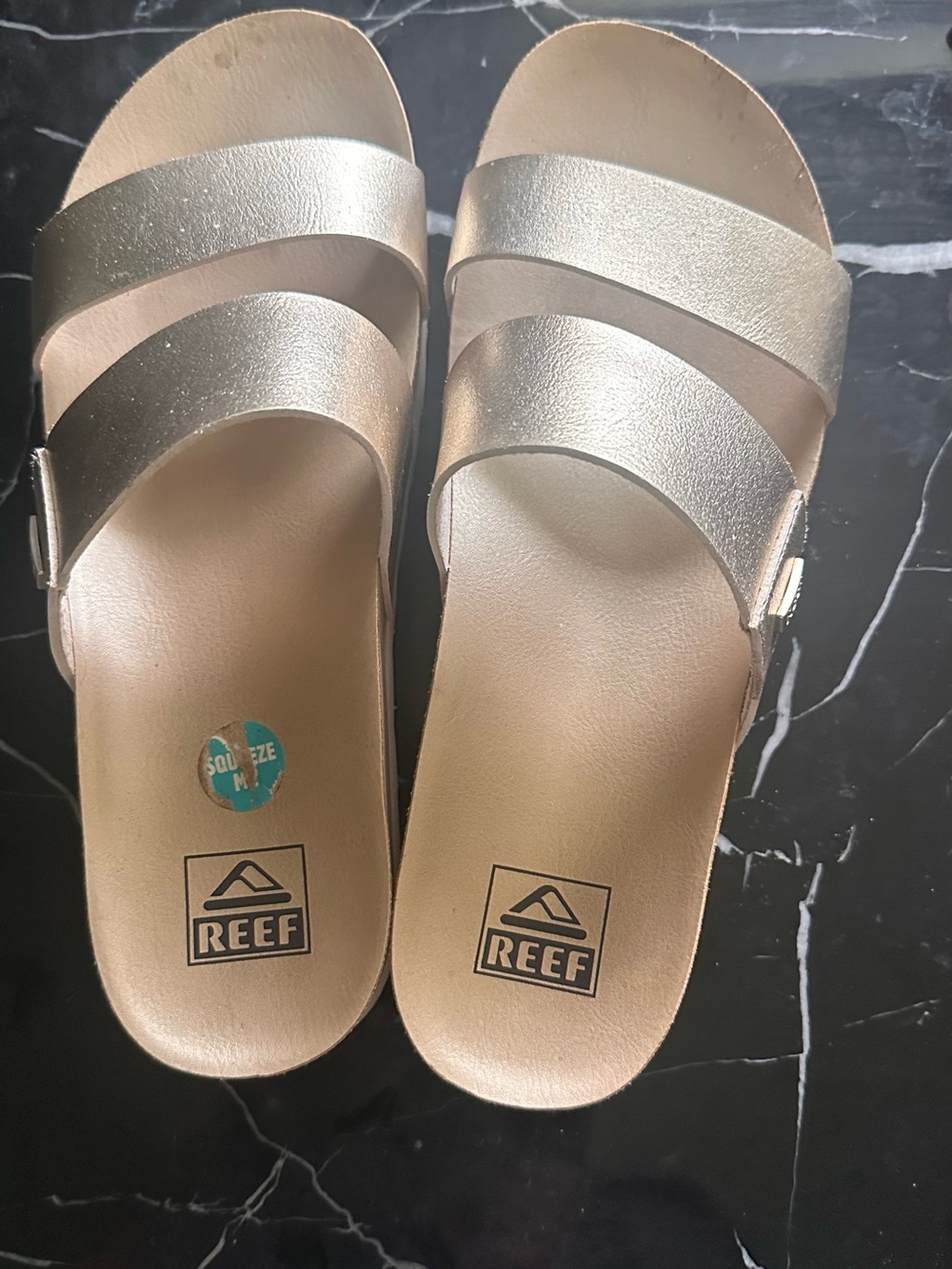 Reef Women’s Gold Double-Strap Slide Sandals